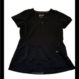 Purple Label by Healing Hands Yoga/Scrub Top XS Black V Neck